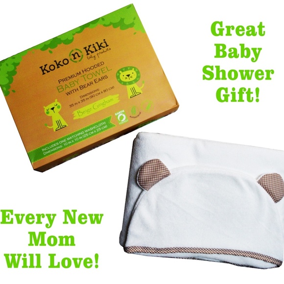 🐣PREMIUM Baby Hooded Towel & Washcloth Set -Beige - Picture 5 of 8